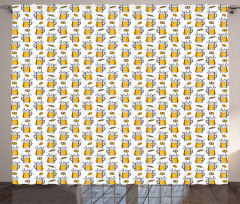 Alcoholic Drink in Mug Pattern Curtain