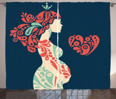 Pregnant Woman and Heart Curtain