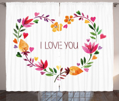 Text in Floral Heart Curtain