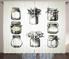 Rustic Sketchy Jars Curtain