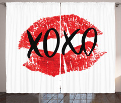 Lips Pattern with Love Kisses Curtain