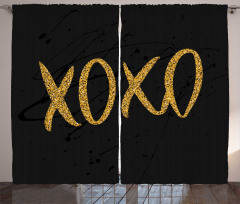 Romance Love Kisses Dark Print Curtain