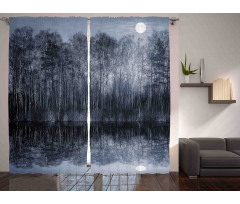 Night Woodland by the Lake Curtain
