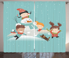 Cartoon of Kids Having Fun Curtain