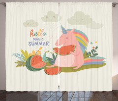 Summer Unicorn Watermelon Curtain