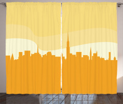 Panoramic Silhouette Cityscape Curtain