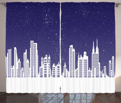 New York Skyline Starry Night Curtain