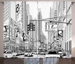 Street of New York Urban Sketch Curtain