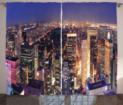 New York Panoramic Aerial Night Curtain