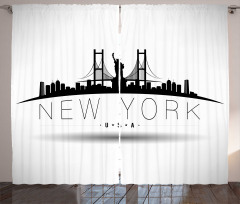 New York USA Wording Landmarks Curtain