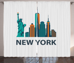 Simple New York Text Landmarks Curtain