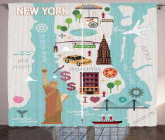 New York Infographic Doodle Map Curtain