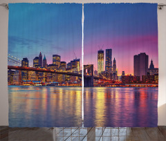 Manhattan Vivid Dusk Skyline Curtain