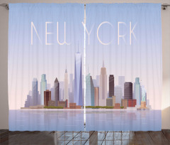 Pastel Tones Big Apple Skyline Curtain