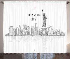 Outline Cityscape New York City Curtain