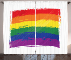 Watercolor Rainbow Flag Love Curtain