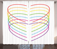 Vivid Outline Heart Drawings Curtain