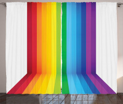 Shade of Rainbow Colors Line Curtain