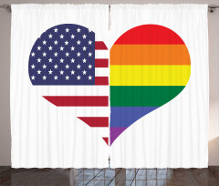 Heart with Old Glory Rainbow Curtain