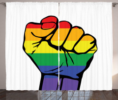 Gay Rights Rainbow Fist LQBT Curtain