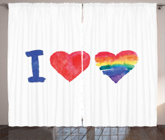 Watercolor I Love LGBT Homo Curtain