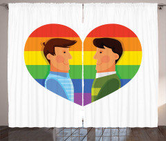 Smiling Men Gay Rainbow Flag Curtain