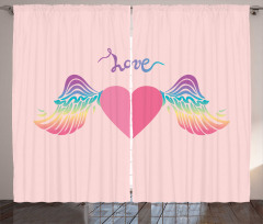 Love Heart Rainbow Wings Curtain