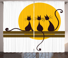 3 Black Cats Feline Curtain