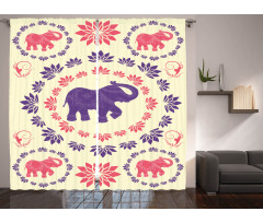 Colorful Floral Elephant Curtain