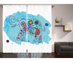 Thailand Elephant Paisley Curtain