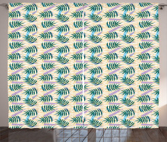 Exotic Leaves Wavy Stripes Curtain