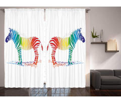 Zebra Rainbow Colors Curtain