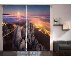 Full Moon Sunset Alps Curtain