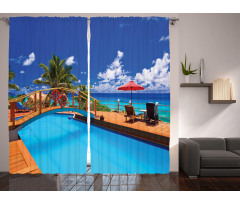 Sea Pool Beach Holiday Curtain