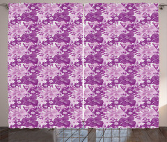 Purple Tones Floral Pattern Curtain