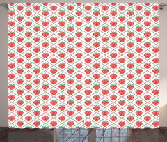 Strawberry Rhombus Dots Curtain