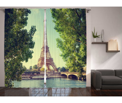 Eiffel Tower Seine River Curtain