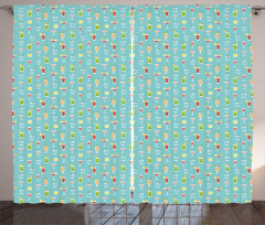 Party Beverages Pattern Curtain