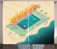 Summer Beach Ocean Fun Curtain