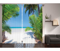 Palm Leaf Tropical Beach Curtain