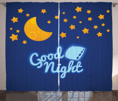 Nursery Bed Time Graphic Curtain