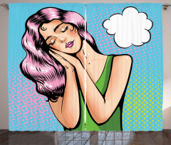 Girl Sleeping Retro Pop Art Curtain