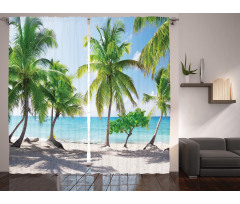 Palm Trees Island Shore Curtain