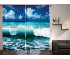 Caribbean Seascape Waves Curtain