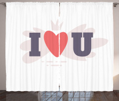 I Heart You Simple Pictogram Curtain