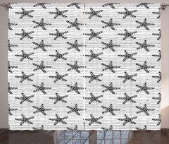 Starfish on Uneven Stripes Curtain