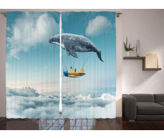 Dreamy View Whale Clouds Curtain