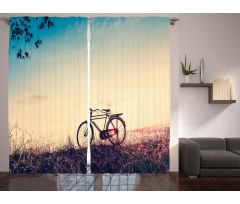 Sunset Bicycle Pastel Curtain