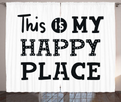 His is My Happy Place Phrase Curtain