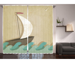 Seagulls Boating Marine Curtain